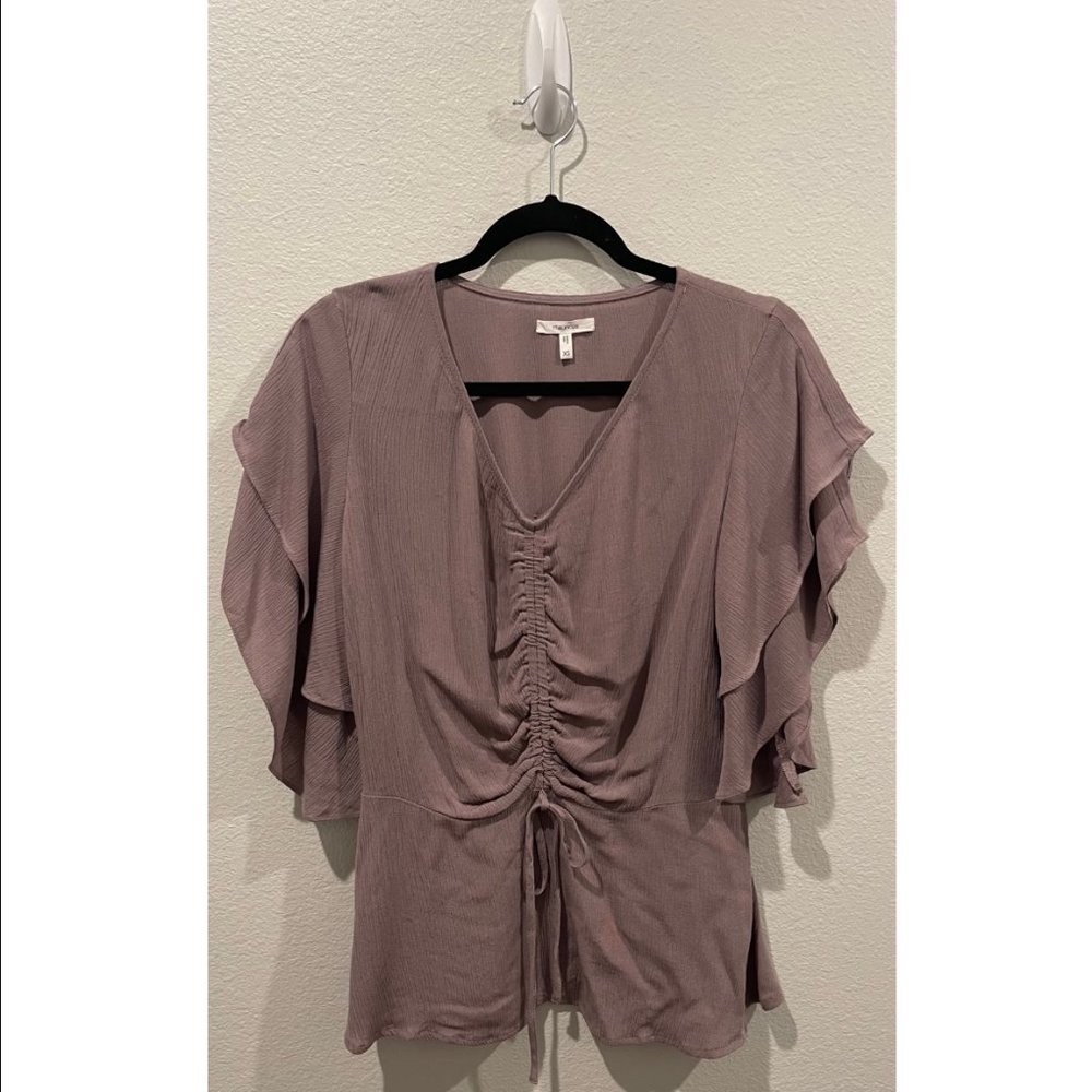 MAURICES Purple Butterfly Short Sleeve Blouse